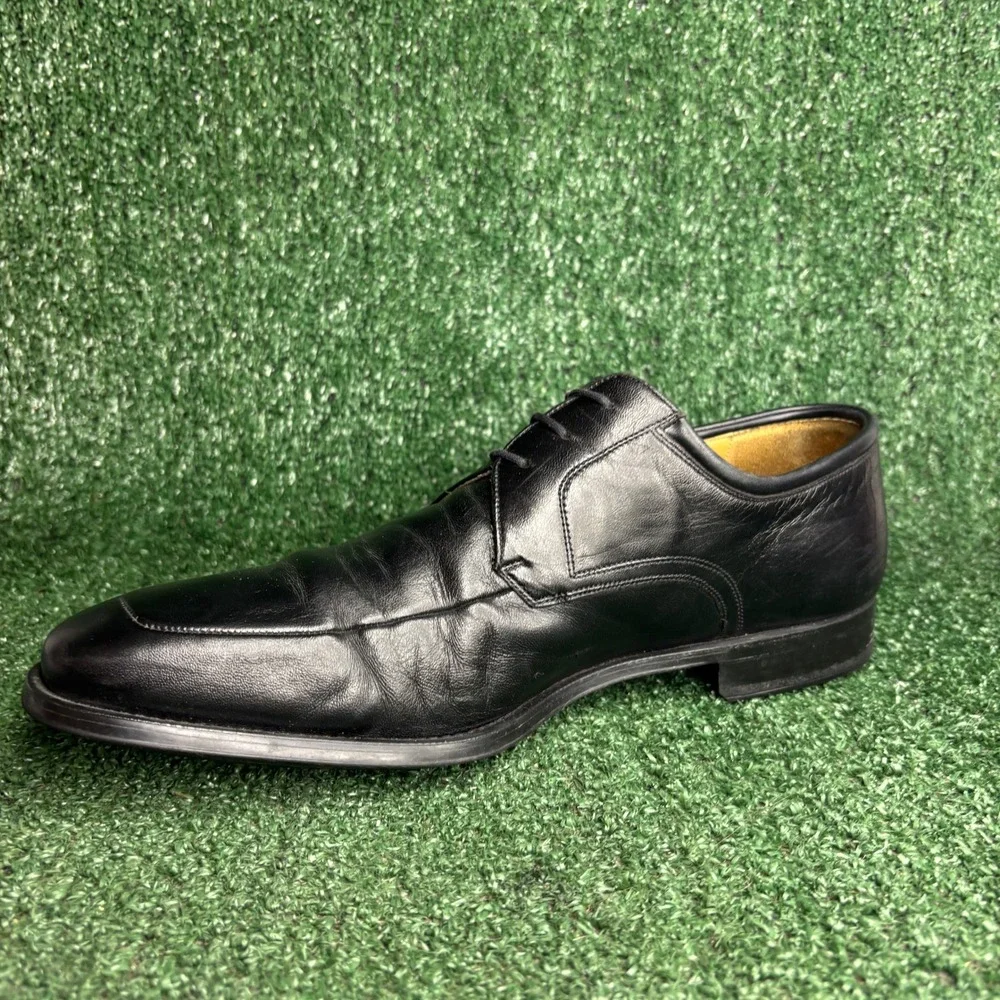 Magnanni‎ Leather Lace Up Apron Toe 12653 Classic Derby Shoes Black Mens Sz 11 D